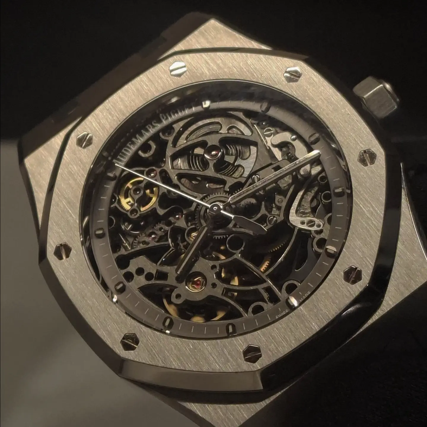 An openworked Audemars Piguet Royal Oak, photographed at Time Tech